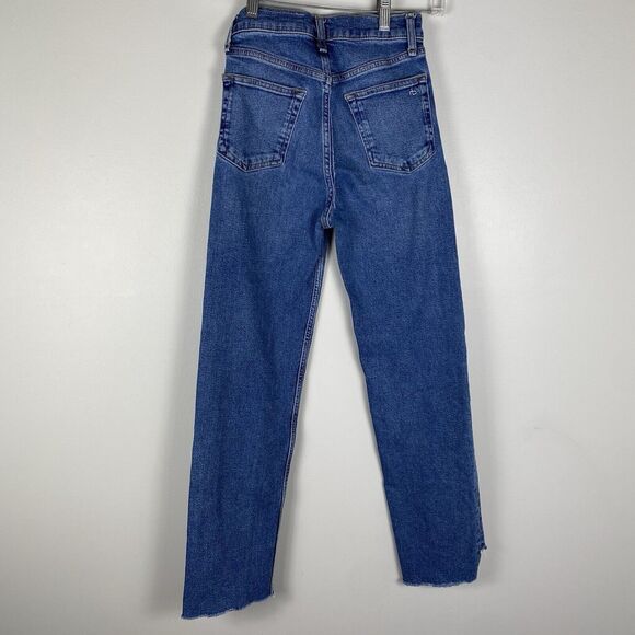 Rag & Bone Harlow Mid Rise Straight Denim Blue Jeans Size 24 DAMAGE - Picture 4 of 8